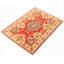 Tapis unique en laine noué à la main 5 pi 2 po x 6 pi 8 po nouvel âge Gurnaik - rouge / bleu / beige