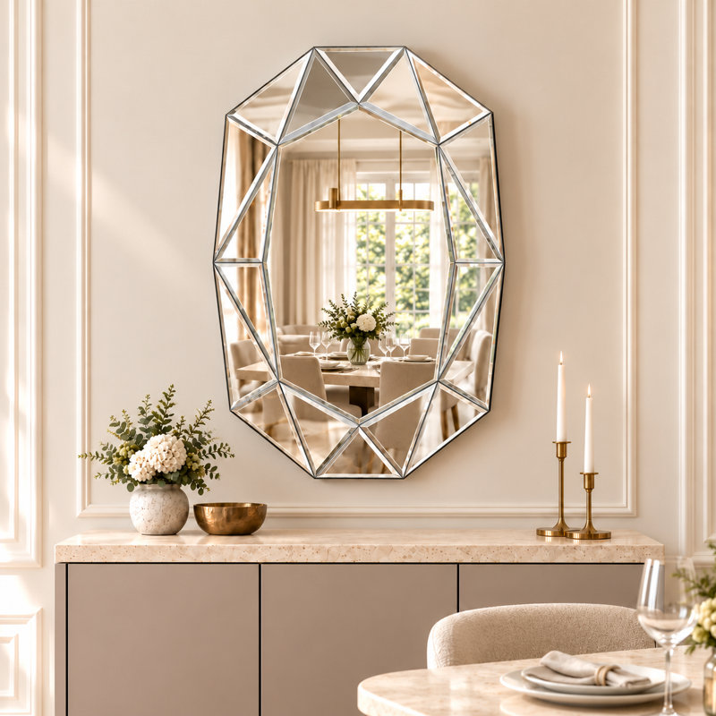 Briahna Glass Oval Mirror, Silver