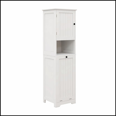 One-Compartment One-Door Tilt-Out Laundry Sorter Cabinet with Removable Bags for Organized Storage and Easy Access