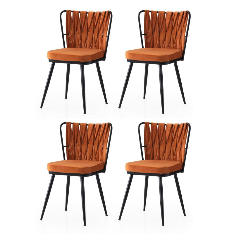Ensemble de chaises (4 pièces), Orange, Noir