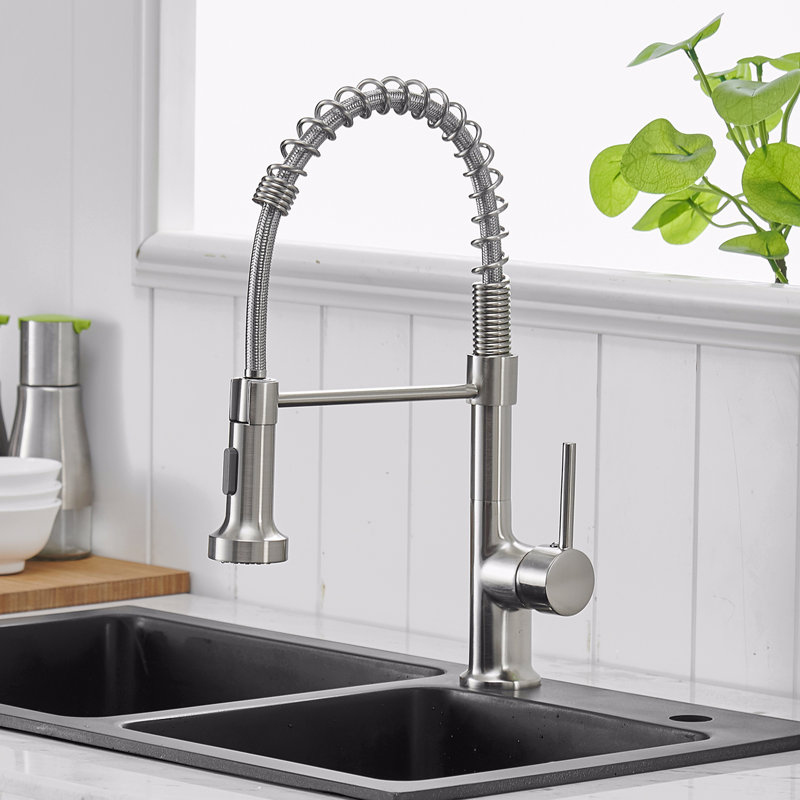 Robinet de cuisine avec douchette rétractable, robinet d'évier de cuisine à poignée simple