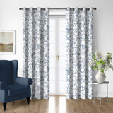 Tinsley Blue Cotton Grommet Top Drapery Panel Set of 2
