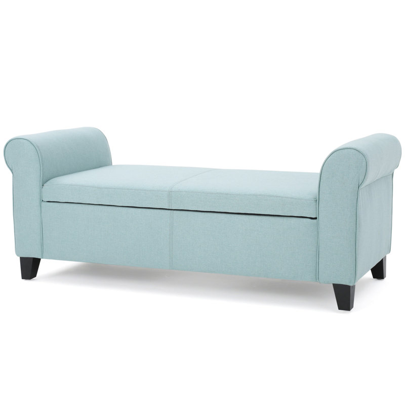 Blue Fabric Storage Bench With Luxurious And Stylish Touch - Ideal For Small Rooms Function Suits Areas