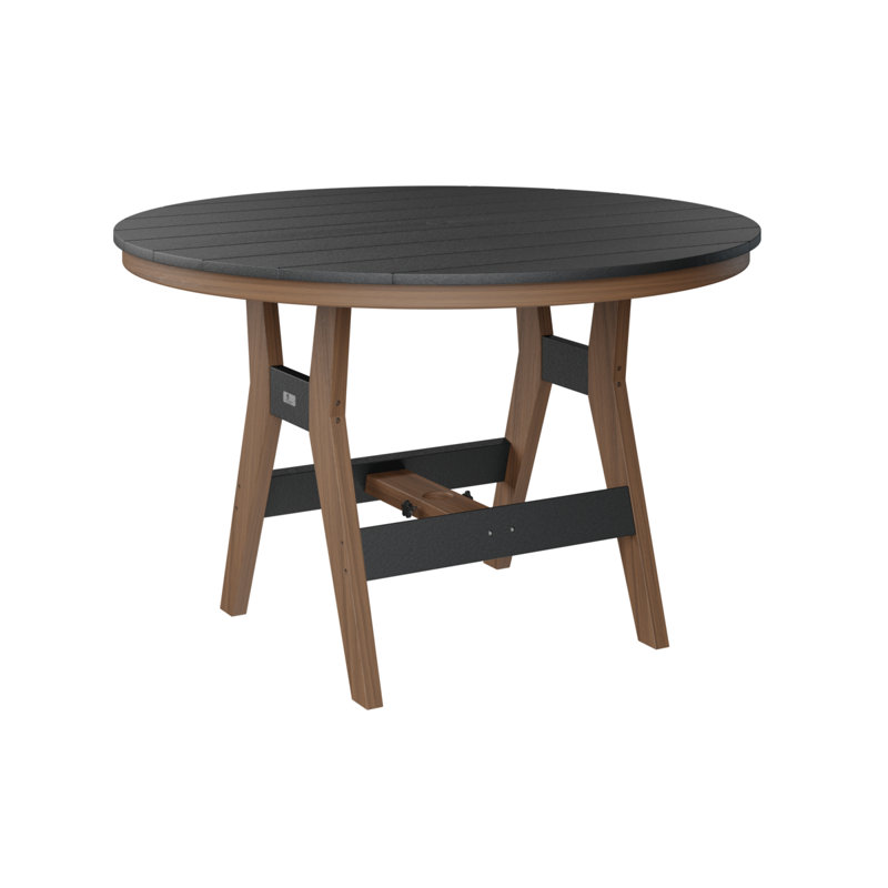Harbor Outdoor Round Bar Table, Antique Mahogany, Black