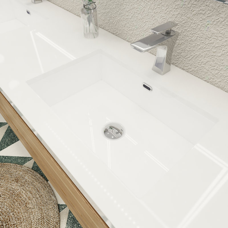 Aylanna 72" Wall-Mounted Double Bathroom Vanity Set, White Oak