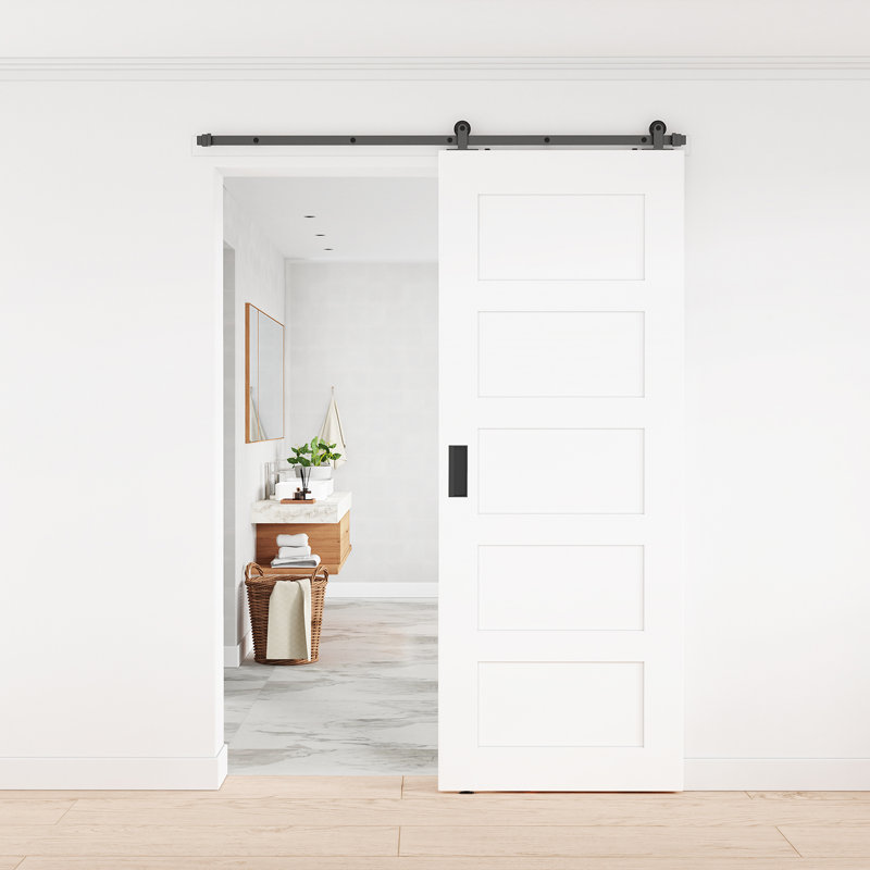 144-Inch Matte Black Top Mount Sliding Barn Door Hardware Kit