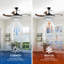 Ventilateur de plafond rétractable 48 po à DEL en cristal contemporain avec lumière et télécommande, moteur à courant continu réversible à 6 vitesses, ventilateurs de plafond modernes à 4 pales pour la cuisine, la salle à manger et le patio