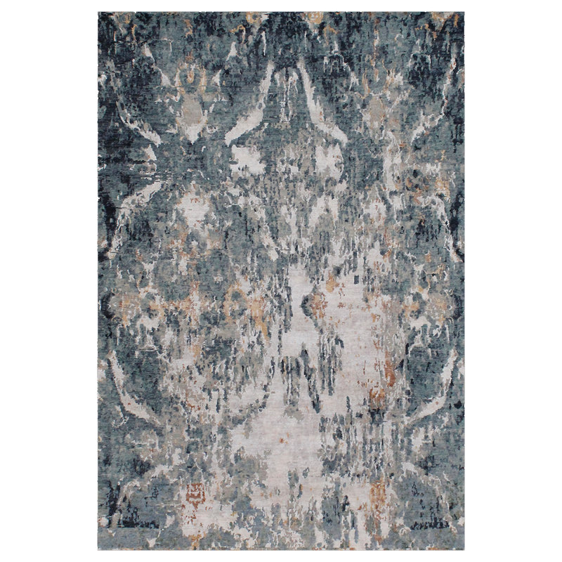 Hand Knotted Abstract Area Rug, Rectangle 12' x 15'