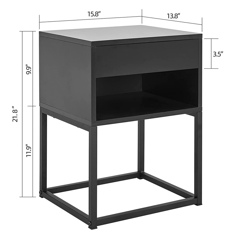15.8'' W Metal Nightstand