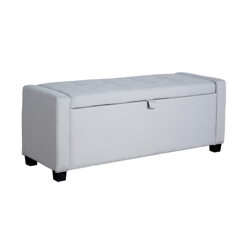 Starke 109cm Wide Rectangle Solid Colour Standard Ottoman with Storage, Grey
