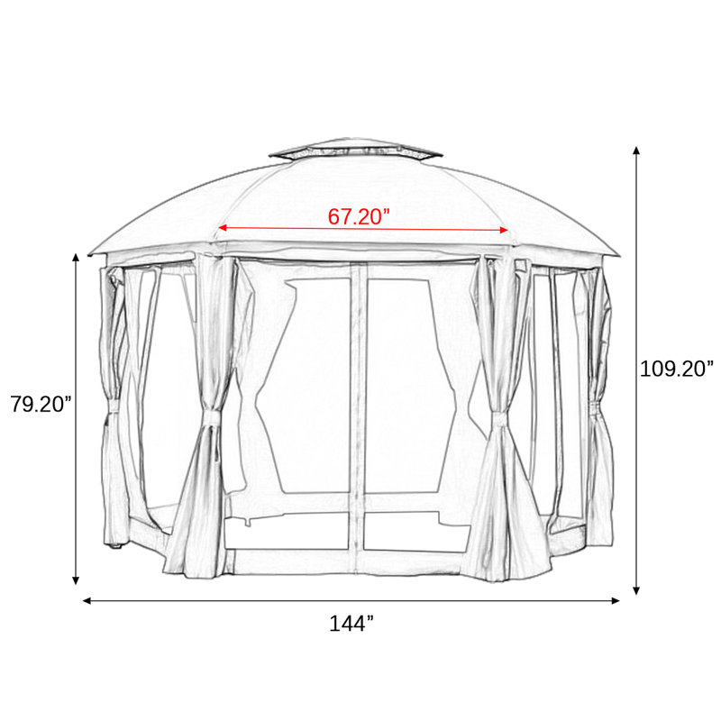 12” x 12” Round outdoor steel patio canopy