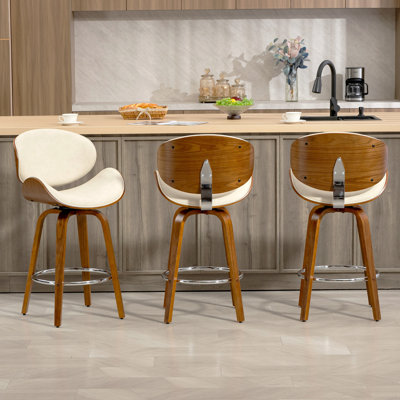 26" Swivel Upholstered Counter & Bar Stools (set Of 3)