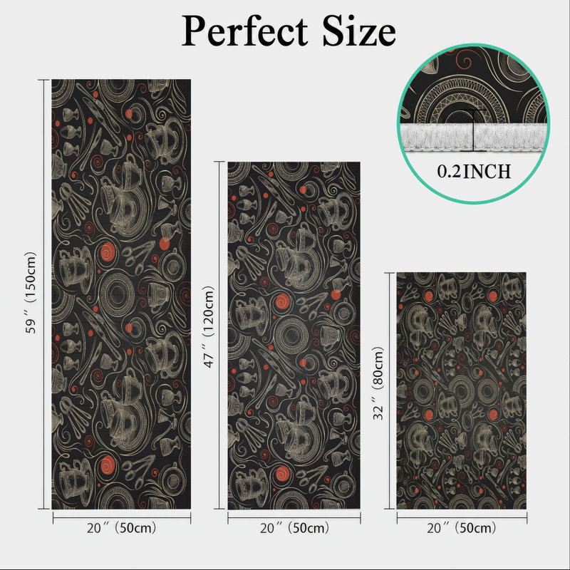 Skull Pattern Non-Slip Washable Kitchen Mats