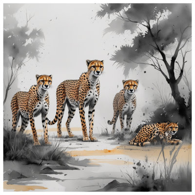 Édredon Cheetah Family Illustration
