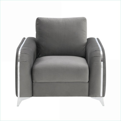 Fauteuil d'appoint en velours gris clair Wenona, siège rembourré confortable pour adultes pour le salon