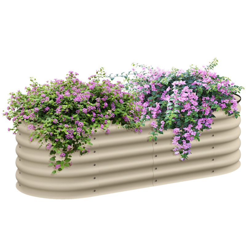Outdoor Metal Elevated Planter Box, White, 16.5" H x 59" W x 23.5" D
