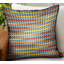 Coussin décoratif à rayures vives à rayures rouges, bleues et jaunes Plutus
