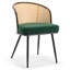Chaises de salle à manger rembourrées de 19,3 po de hauteur avec structure en métal noir et dossier Cane-438477461-454741144