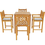 Outdoor 5 - Piece Teak Bistro Set with Cushions