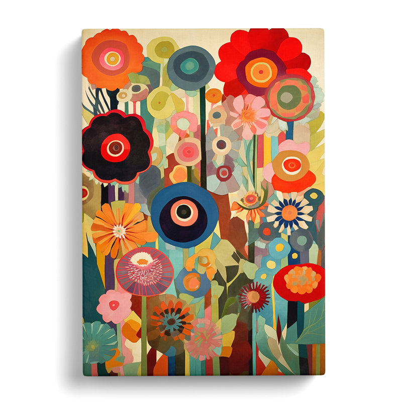 Becquere Retro Flowers Vol.4 - Wrapped Canvas, 60cm H x 40cm W x 3cm D