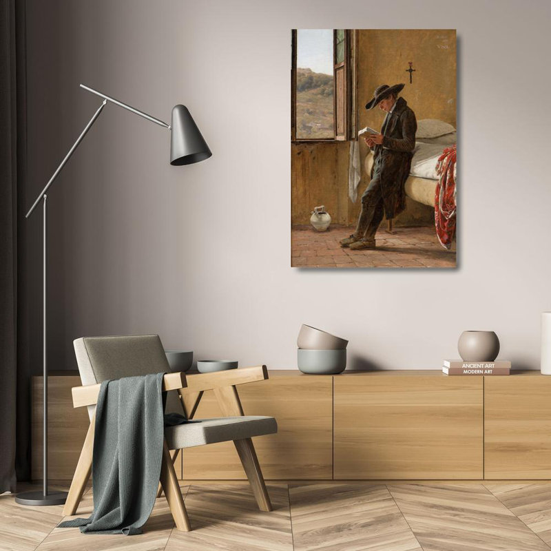 «Young Clergyman Reading» par Martinus Rørbye, reproduction d'art sur toile tendue avec châssis, H 24 po x l 17 po