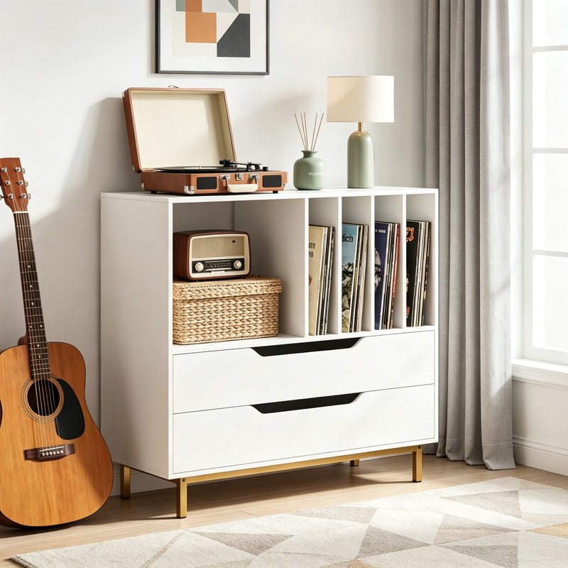 Metal,Manufactured Wood 87cm H Media Shelves, White