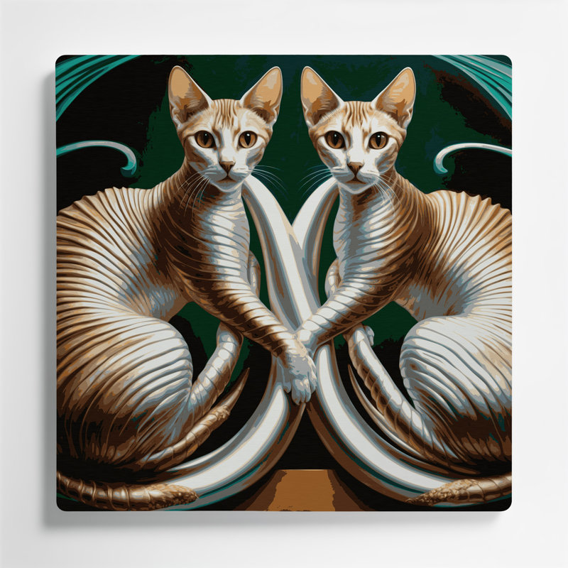 «Cats Cornish Rex», art mural en métal brun, H 12 po x l 12 po