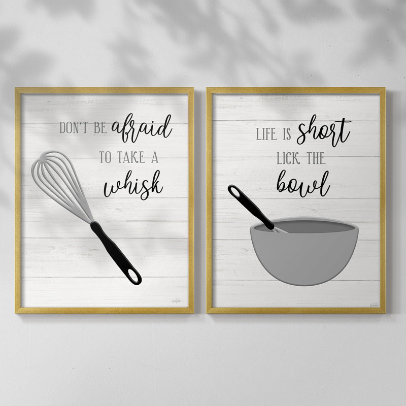 «Take A Whisk» - reproduction encadrée de qualité supérieure - prête à être accrochée - aucun clou requis - aucun clou requis