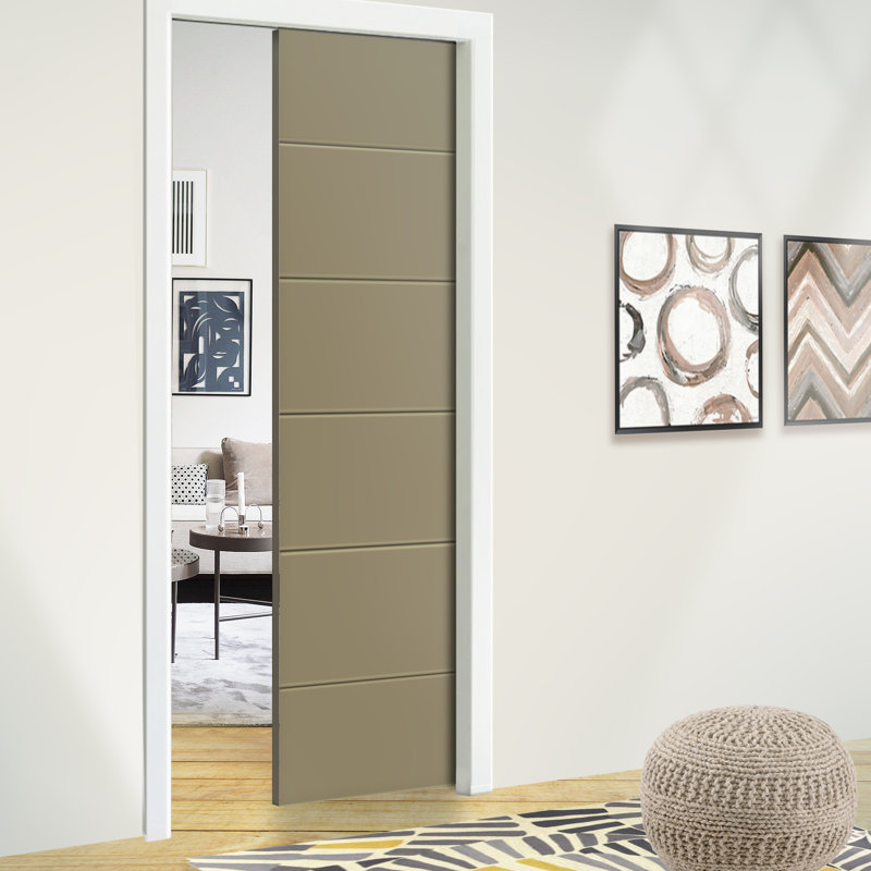Porte de placard coulissante à panneaux en bois composite, 36 po x 80 po, Vert olive
