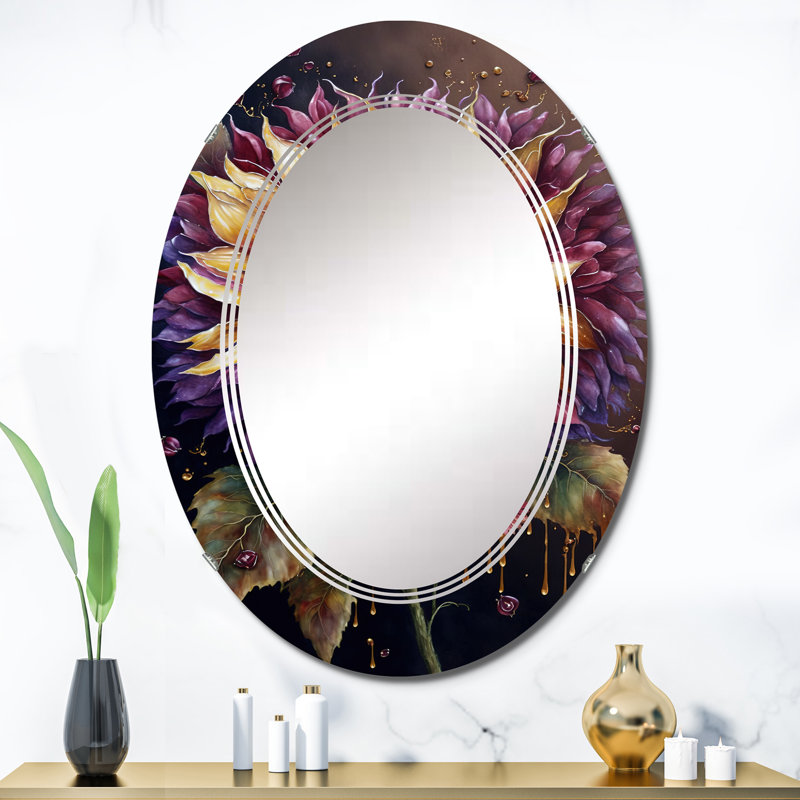 Miroir mural jaune et mauve, 36 po x 24 po