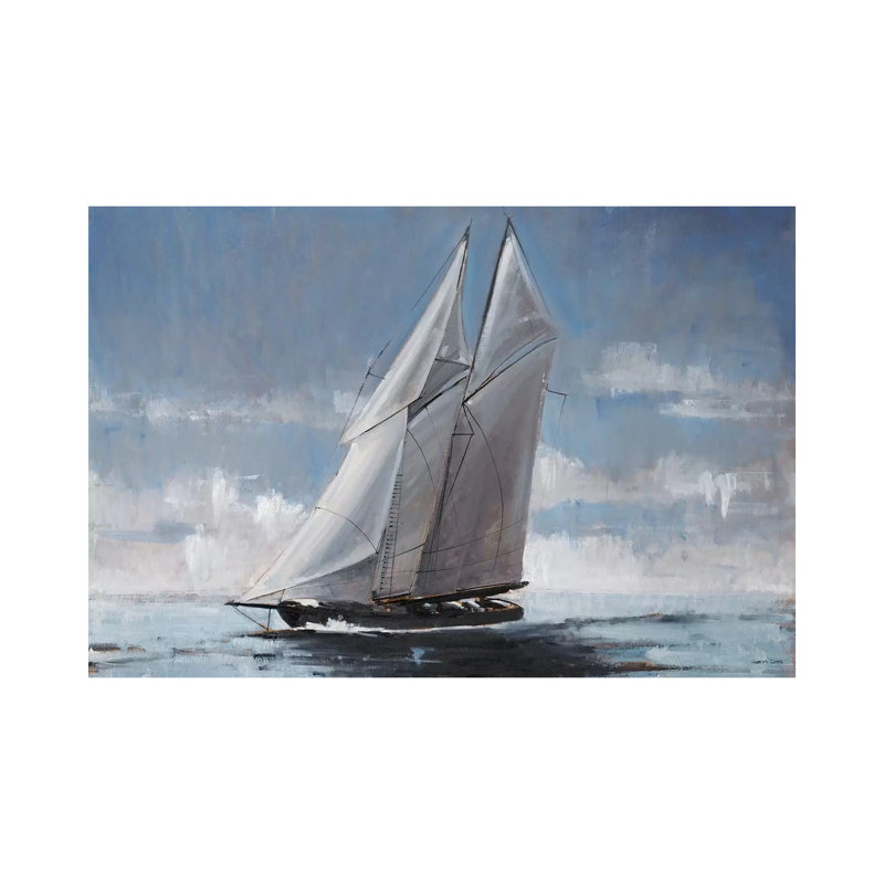Full Sail by Joseph Cates - Wrapped Canvas Painting, 20.32 cm H x 30.48 cm W