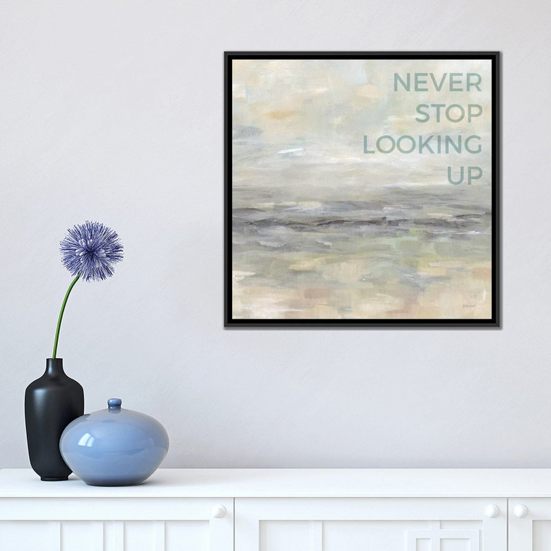 « ne jamais arrêter de regarder » sur toile, H 18 po x l 18 po x P 1,5 po, Toile avec cadre noir, Pas de tapis
