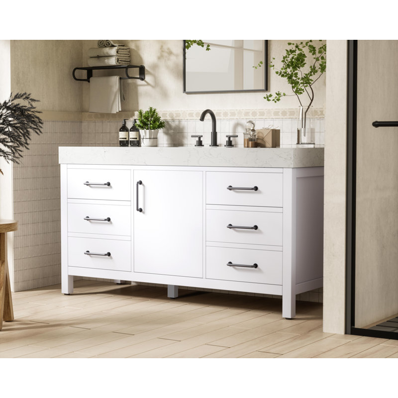 Meuble-lavabo simple 60 po_Traditional_VF60660, Blanc