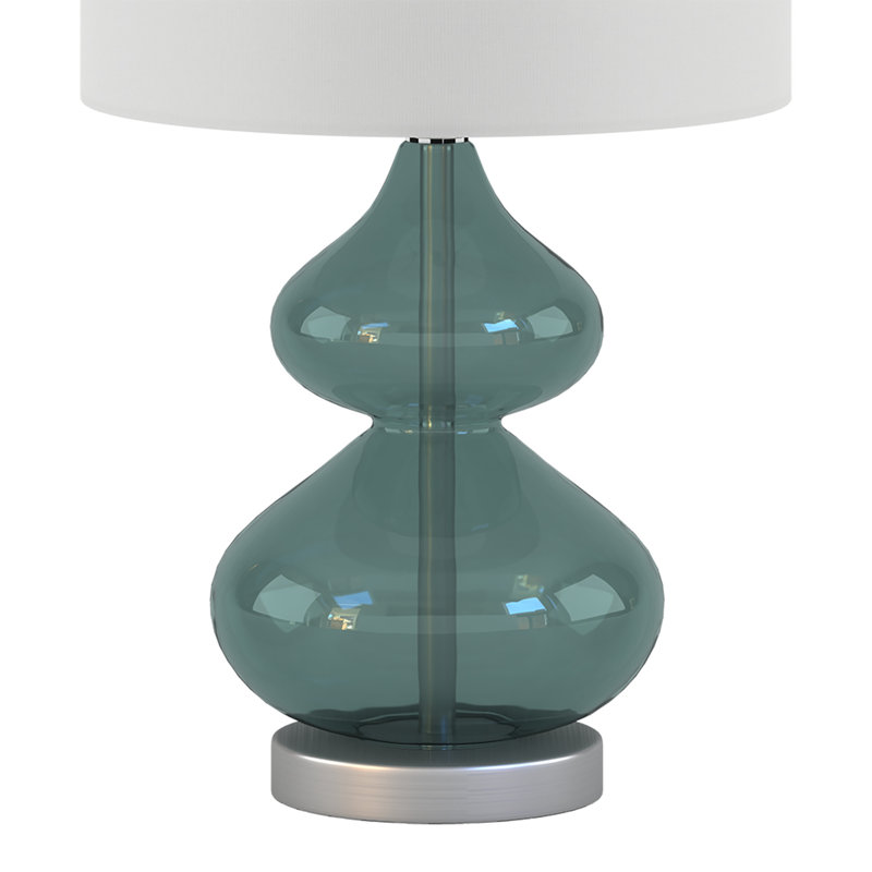 Ayube Ellipse Curved Gourd Glass Table Lamp, Blue