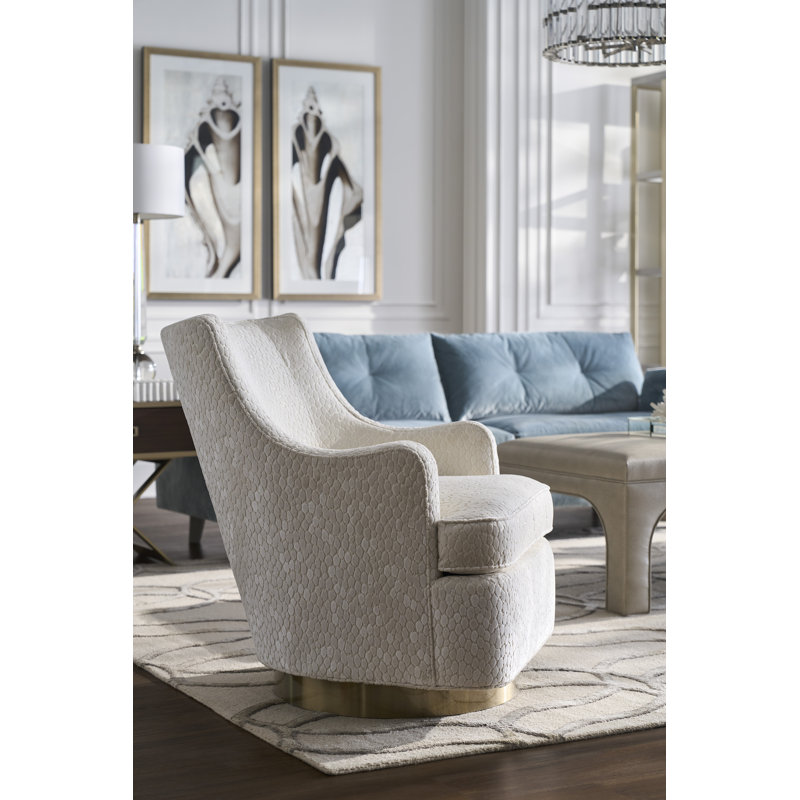 Libby Langdon Swivel Barrel Chair, Indigo (8789 90), Bright Brass