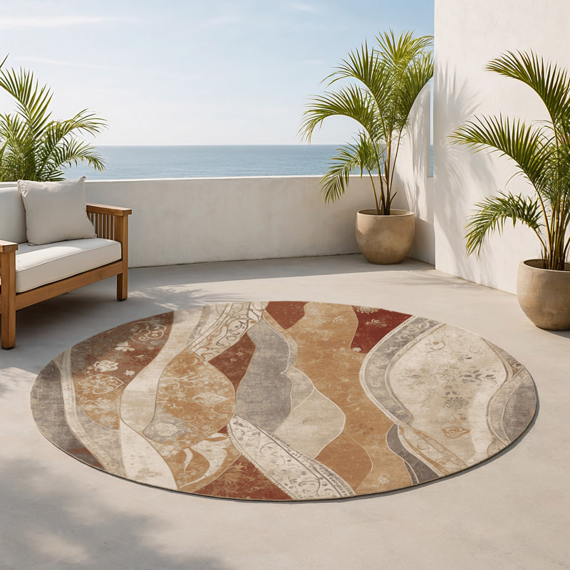 Tapis intérieur et extérieur Gentle Erosion, Rond 5 pi