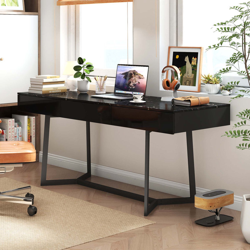 Bureau d'ordinateur moderne 70,87 ", bureau d'étude et de travail, pieds en Y en métal