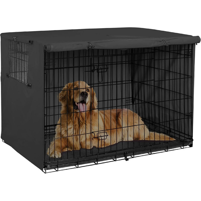 Emmerly Polyester Pet Crate Cover, 45" H x 37" W x 54" D, Black