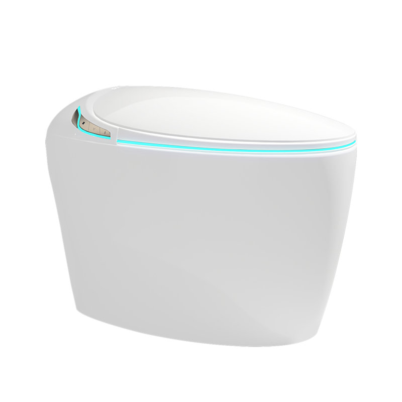 Bidet inclus: toilette intelligente, ouverture / fermeture automatique, capteur à pied, chasse d'eau siphonique, affichage à DEL, siège intégré pour ouvrir / fermer la salle de bain, capteur, séchoir à air chaud 1,28, mise à niveau