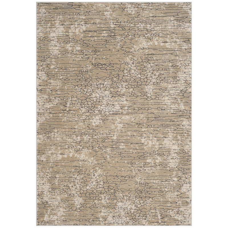 Edvin Abstract Beige/Grey Area Rug, Rectangle 3'3" x 5'