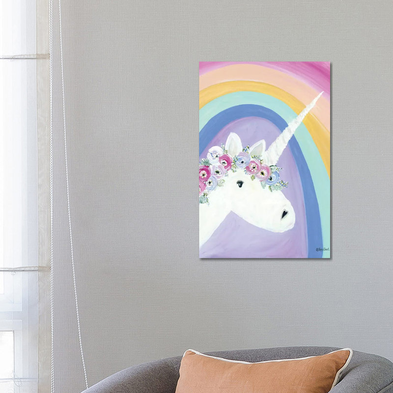 Floral Unicorn I 1 Piece Painting on Canvas, 66.04cm H x 45.72cm W x 1.91cm D, Wrapped Canvas