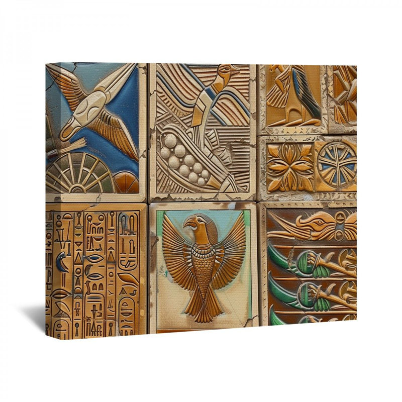 Motif égyptien antique sur toile, H 24 po x l 36 po