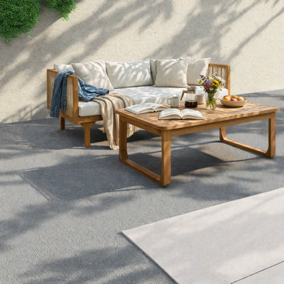 Canapés de patio spacieux, ensemble moderne 2 pièces en bois d'acacia pour terrasse