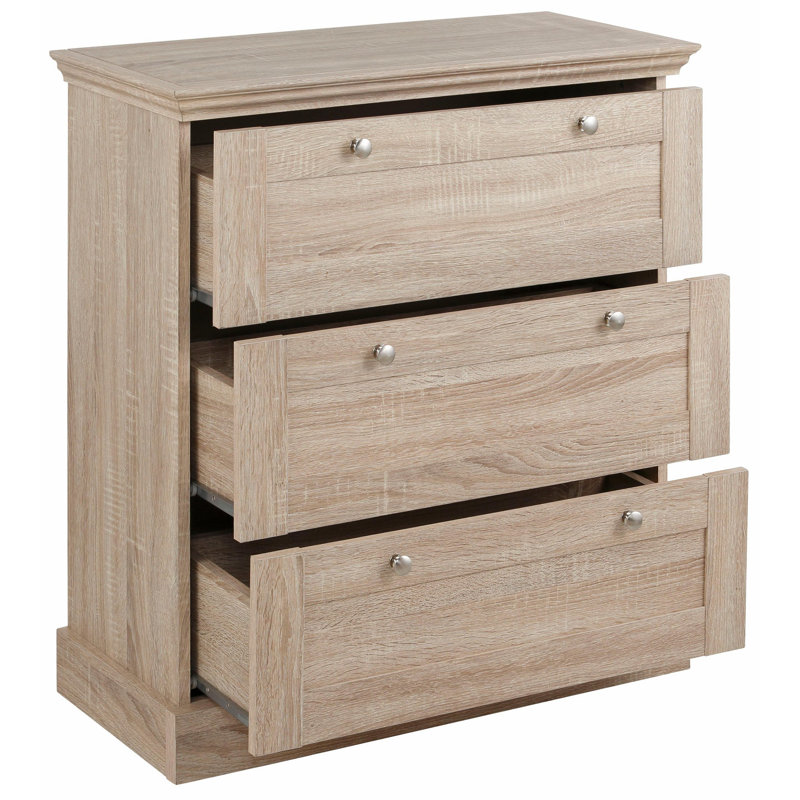 Rawls Solid Wood 75cm W 3 - Drawer Chest of Drawers, Oak