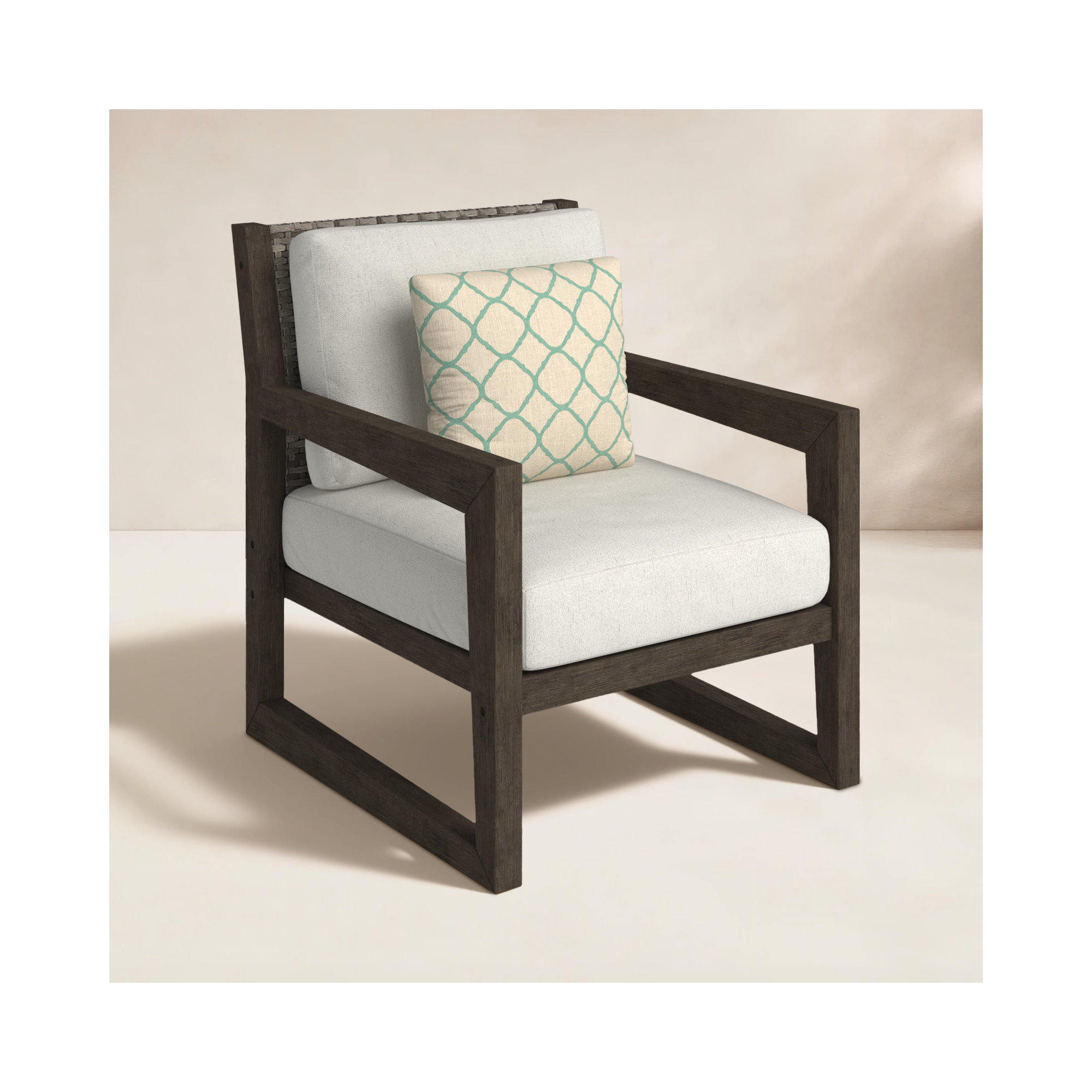 Norrell Outdoor Lounge Chair with Cushions, Light Gray/Espresso Brown