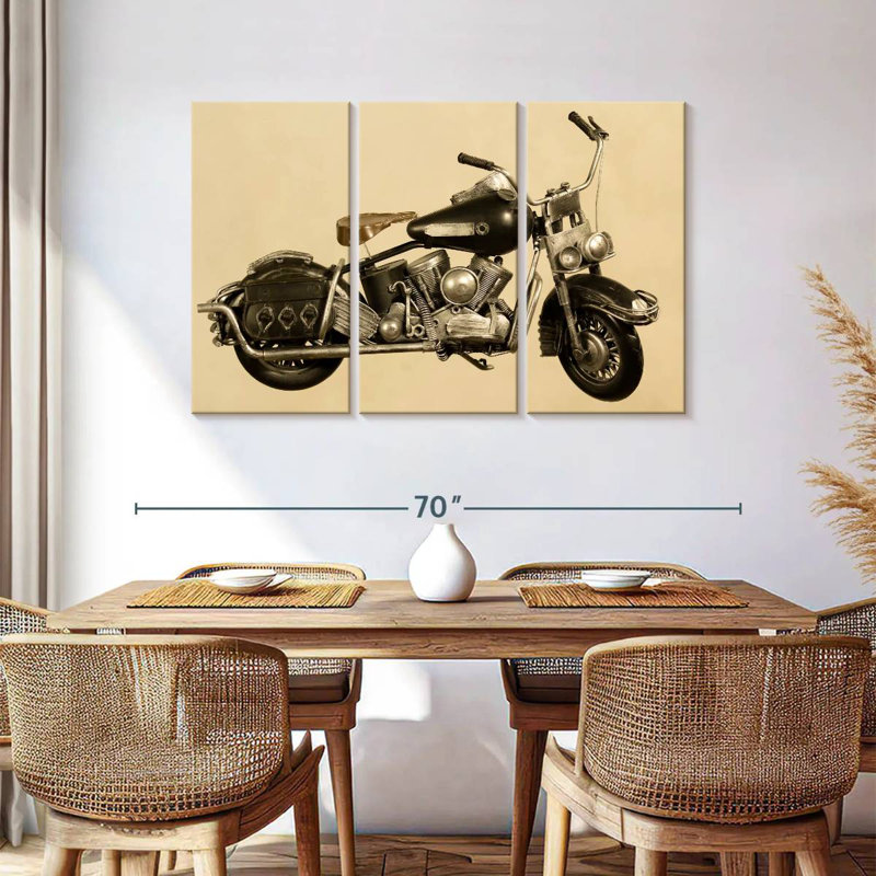 Vieille moto, H 36 po x l 57 po