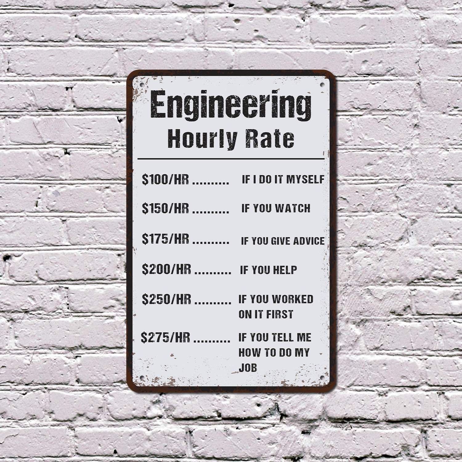 Machine Rate Production Sign SignMission Engineer Hourly Rate 8 Inch x 12 Inch Plastic Sign | Wayfair
