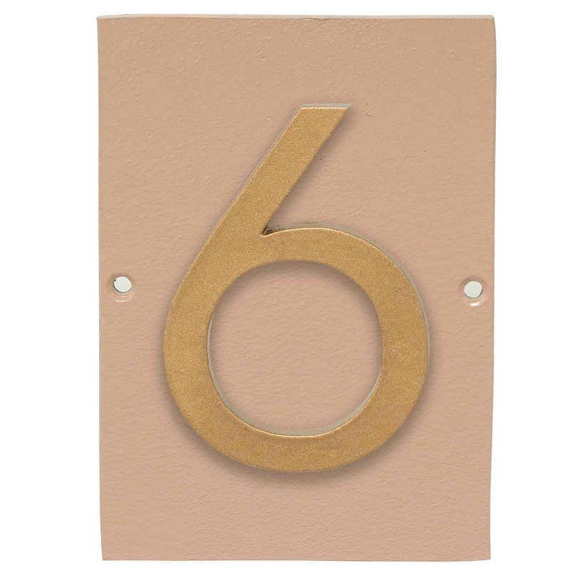 Plaque d’adresse murale sur 1 ligne flottante, Taupe, Or, Oui