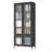 Large Metal Storage Cabinet Display Cabinet With 4 Glass Doors 5 Shelves Side Cabinet Bookcase Freestanding Cabinet For Bedroom Living Room Pantry Home Office - Black (Cabinet)