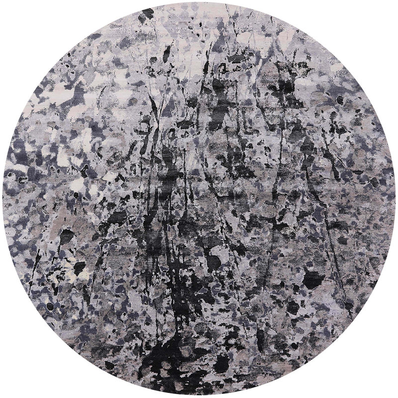 Tapis 100% Mid-Century moderne lavable à la machine 1541, Rond 5 pi